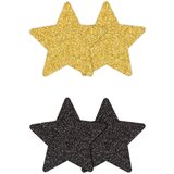 Ns Novelties Pretty Pasties Glitter Stars Black Gold 2 Pairs Cene