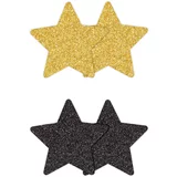 Ns Novelties Pretty Pasties Glitter Stars Black Gold 2 Pairs