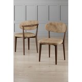 Hanah home set trpezarijskih stolica Onex 6 kom, kapućino bukle tkanina, drvene noge boje oraha | Eponuda.com