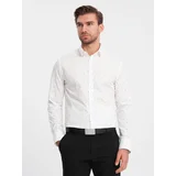 Ombre Classic men's cotton SLIM FIT shirt with anchors - white