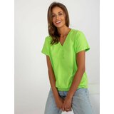 Fashion Hunters Lime basic loose blouse with buttons Cene
