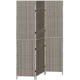 vidaXL Pregradni zid 3 Ploče Sklopivi Sivi 147x180 cm Poli Ratan | shoptok.hr