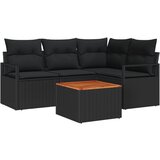 vidaXL set od 5 komada vrtnih sofa s jastučićima crni poly ratan akacija, dvosjed vrtna sofa s pohranom i jastučićima crni poly ratan Cijene