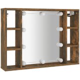 Ormarić s ogledalom LED boja dimljenog hrasta 76 x 15 x 55 cm | shoptok.hr