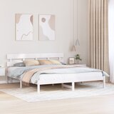 vidaXL Krevetna konstrukcija s uzglavljem Bijela 200x200 cm Borovina | shoptok.hr
