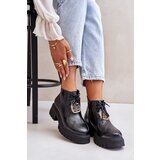 Zazoo 2952 Leather Ankle Boots With Golden Decoration Black | shoptok.hr