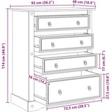  Ladičar Corona 92 x 48 x 114 cm od masivne borovine | shoptok.hr