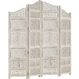 Sobna pregrada s 4 panela bijela 160x165 cm masivno drvo manga | shoptok.hr