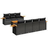  8-dijelni set vrtnih sofa od poliratana s jastucima crni Slike