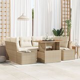 vidaXL Vrtna sofa set Set 7 Bež Ratan 7 Delni Vrtni Jedilni Set Cene