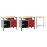  Set radnog stola 3 pcs Crna i Siva Čelik s prahom premazan | Eponuda.ba