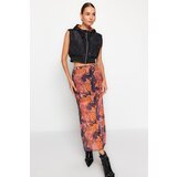 Trendyol Orange Patterned Maxi Length Lace Detail Tulle Stretch Knitted Skirt Cene