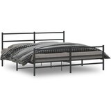 Maison Chic Kovinski Posteljni okvir - Dvoposteljna postelja - Zakonska postelja z vzglavjem in vznožjem črn 183x213 cm, (21696224) | Shoptok.si