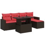 vidaXL Vrtna sedežna garnitura z blazinami 6-delna rjav ratan/akacija, (22016548) | Shoptok.si