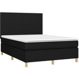  Box spring postelja z vzmetnico LED črna 140x200 cm blago, (20790395) | Shoptok.si
