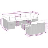  10-dijelni set vrtnih sofa s jastucima crni od poliratana | shoptok.hr