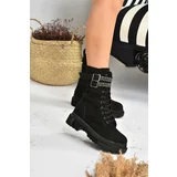 Fox Shoes Black Suede Women's Boots With Staples