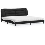 The Living Store Postelja z vzmetnico črna in bela 200x200 cm umetno usnje - Postelja, (21610472) | Shoptok.si