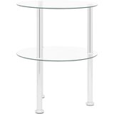  Bočni stolić s 2 razine prozirni 38 cm od kaljenog stakla | shoptok.hr