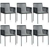 vidaXL Vrtne stolice s jastucima 6 kom crne 54x60 5x83 5 cm poliratan | shoptok.hr