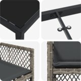 vidaXL 9-dijelni vrtni blagovaonski set s jastučićima Siva Poliratan, Vrtni stol Crn 200x80x73 cm Temperirano staklo | shoptok.hr