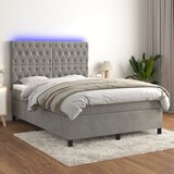  Krevet box spring s madracem LED svjetlosivi 140x190 cm baršun | shoptok.hr