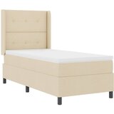  LED Box Spring Krevet s uzglavljem Krema 90 x 190 cm tkanina | Shoptok.si