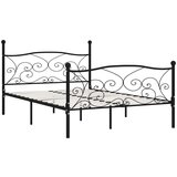 Maison Chic Posteljni okvir - Dvoposteljna postelja - Zakonska posteljaji - Dvoposteljna postelja - Zakonska postelja z letvenim dnom črn kovinski 120x200 cm, (21695874) | Shoptok.si