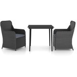  3-dijelni vrtni blagovaonski set s jastucima crni | shoptok.hr