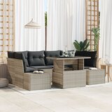 vidaXL 7-delni vrtni sofa set z blazinami svetlo siva poli ratan Cene
