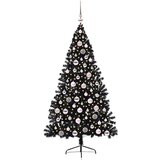 vidaXL Umjetna preddekorirana božićna jelka Črna 180 cm PVC | Shoptok.si