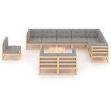  Vrtna sedežna garnitura 11-delna z blazinami trdna borovina, (20704096) | Shoptok.si