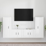 vidaXL Komplet TV omaric 4-delni bel inženirski les Cene
