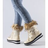 Gemre Beige patent snow boots with fur Bow | Shoptok.si