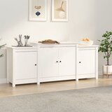 vidaXL Komoda bela 164x37x68 cm trdna borovina Cene
