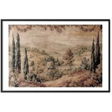  Plakat - Mediterranean Landscape - Old Tapestry with a Hill and Lake 40x60 Crni okvir s margom | shoptok.hr