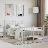  Metalni okvir kreveta uzglavlje i podnožje bijeli 120x200 cm | shoptok.hr