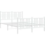 vidaXL Kovinski posteljni okvir z vzglavjem in vznožjem bel 120x200 cm | Shoptok.si