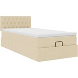 vidaXL Otomanski posteljni okvir z vzmetnico krem 80x200 cm blago, (21611272) | Shoptok.si