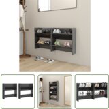 The Living Store Stenska omara za čevlje 2 kosa visok sijaj siva 60x18x60 cm - Stenska Omarica Za Čevlje, (21744532) Cene