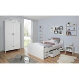 MID.YOU Postelja S Predalom Leni, 140x200, Bor, Bela, Masivno | Shoptok.si