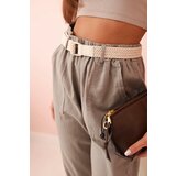 Kesi Włoski Women's linen cotton pants with a belt fango | shoptok.hr