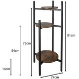 Ruhhy metalni stalak za cvijeće 3 razine – loft stalak za biljke, crni/smeđi | shoptok.hr