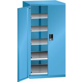 LISTA Predalnik s krilnimi vrati, višina 1450 mm, 5 polic, nosilnost 200 kg, svetlo moder | Shoptok.si