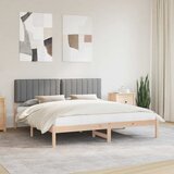 vidaXL Posteljni okvir z oblazinjenim vzglavjem Svetlo siva | Shoptok.si