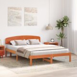 vidaXL Posteljni okvir z naslonjalom Voskasta rjava 140x200 cm Trden les Bor | Shoptok.si