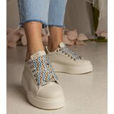 Gemre Beige women's sneakers with chunky laces Kessa | shoptok.hr
