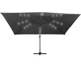 vidaXL Stranski senčnik LED in aluminijast drog 400x300 cm antraciten | Shoptok.si