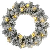  Božićni vijenac Zelena i bijela Ø 50 cm PVC 25 LED lampica - Bijela 50 cm s LED svjetlima | shoptok.hr