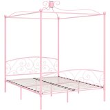 The Living Store Posteljni okvir z ogrodjem za baldahin roza kovinski 160x200 cm - Posteljni Okvir, (21489724) | Shoptok.si